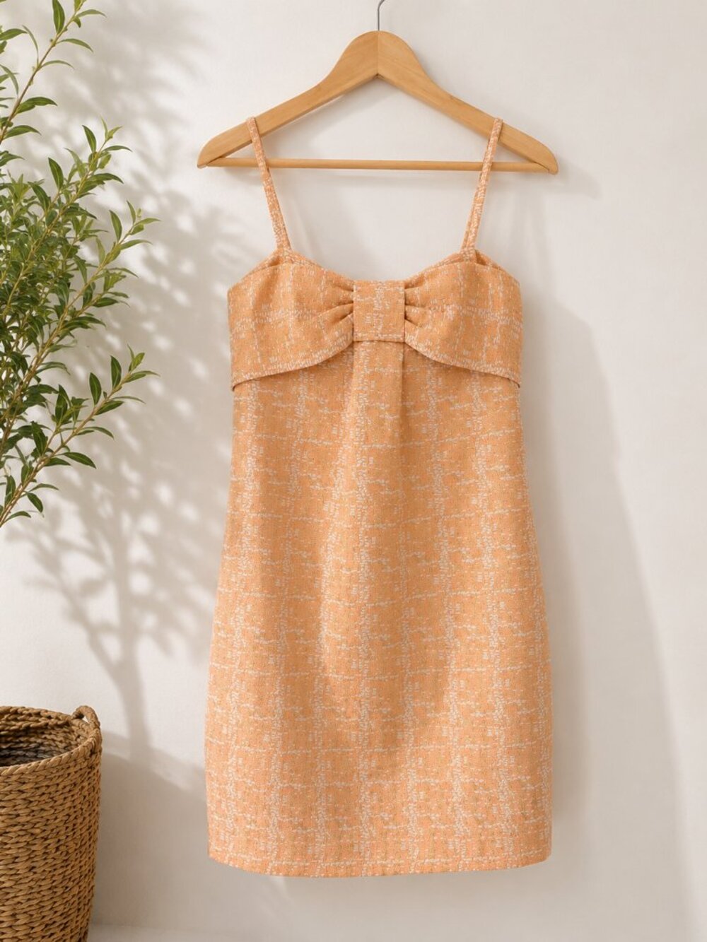 Club Monaco Peach Jacquard Bow Mini Dress – Size 0 – NWT